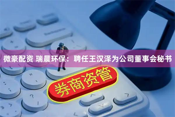 微豪配资 瑞晨环保:聘任王汉泽为公司董事会秘书