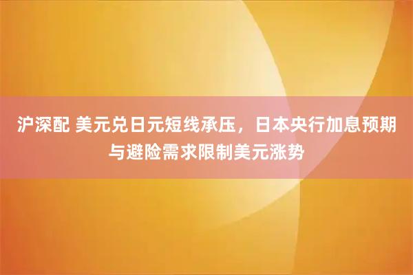 沪深配 美元兑日元短线承压，日本央行加息预期与避险需求限制美元涨势